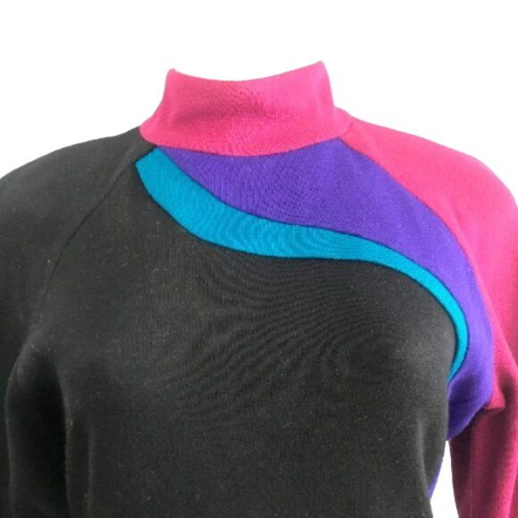 1980s Christine Jaguin Bodycon Dress size M retro 80s 90s fashion color block. - Picture 3 of 10